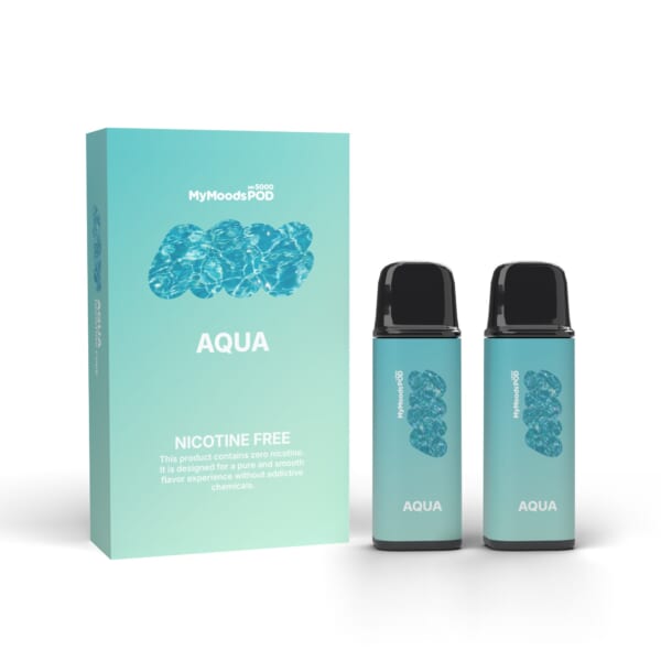 MyMoods POD AQUA（ノンニコチン）箱と POD 2本
