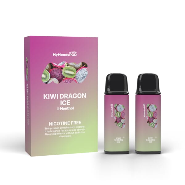 MyMoods POD KIWI DRAGON ICE（ノンニコチン）箱と POD 2本