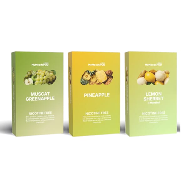 MyMoods POD 3箱（MUSCAT GREEN APPLE・PINEAPPLE・LEMON SHERBET／ノンニコチン）