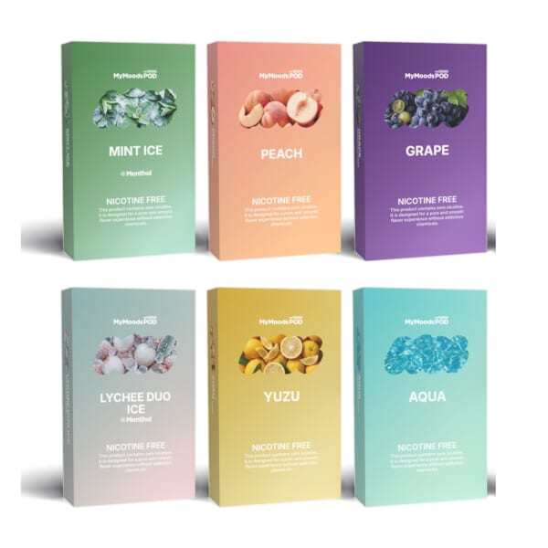 MyMoods POD 6箱（MINT ICE・PEACH・GRAPE・LYCHEE DUO ICE・YUZU・AQUA／ノンニコチン）