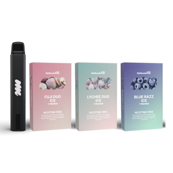MyMoods PEN と POD 3箱（FUJI DUO ICE・LYCHEE DUO ICE・BLUE RAZZ ICE／ノンニコチン）